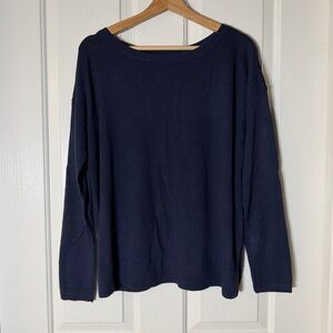 Lululemon Navy Blue Cashmere Well Being Perforated Long Sleeve Sweater Size 6